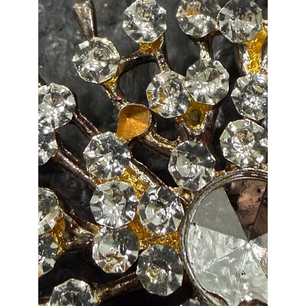 Vintage 1950s Starburst Brooch Silver Gold Tone Rhinestone Mid Century Modern